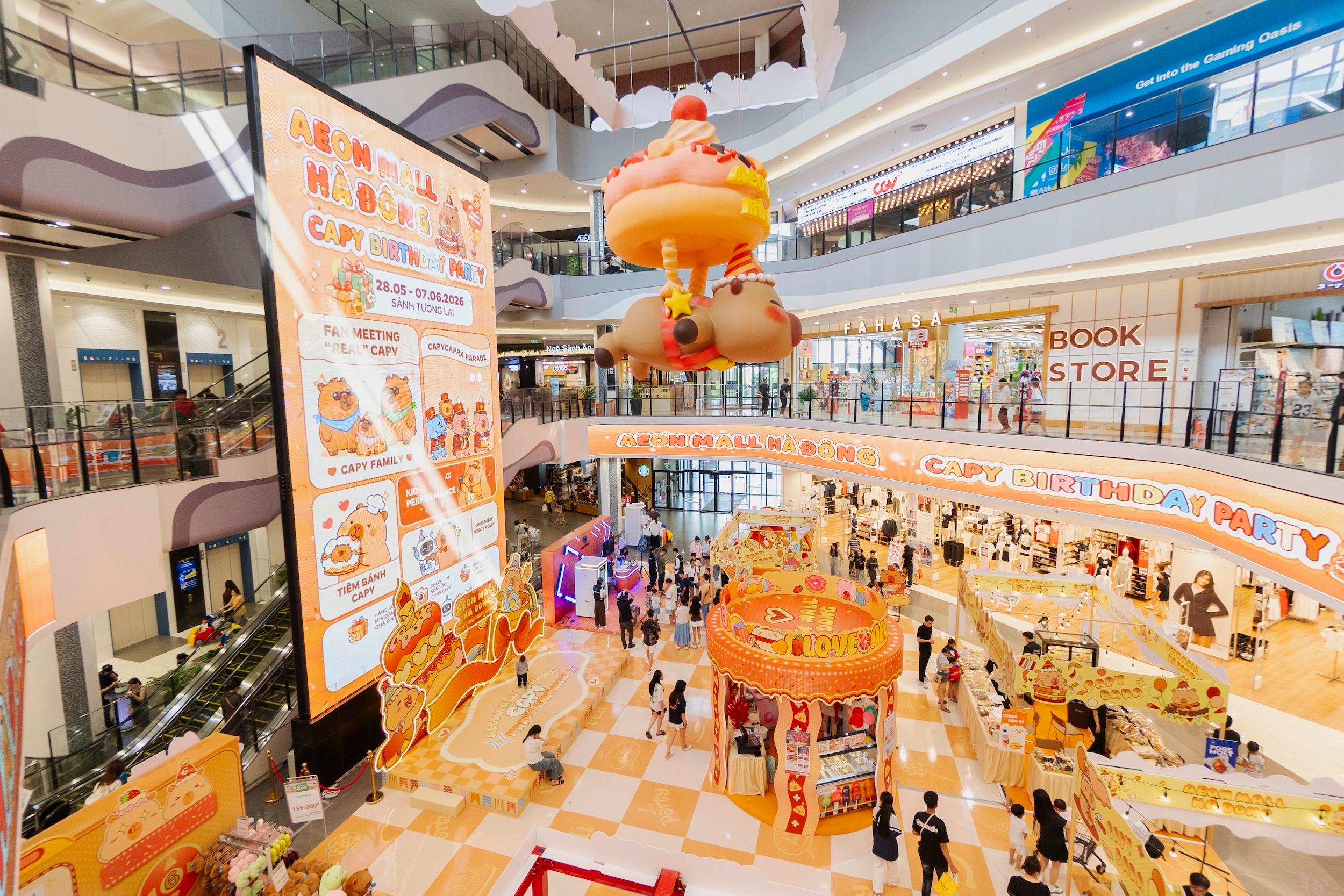  Đại tiệc tháng sinh nhật của Aeon Mall Hà Đông mở ra với “thế giới capybara” dễ thương.