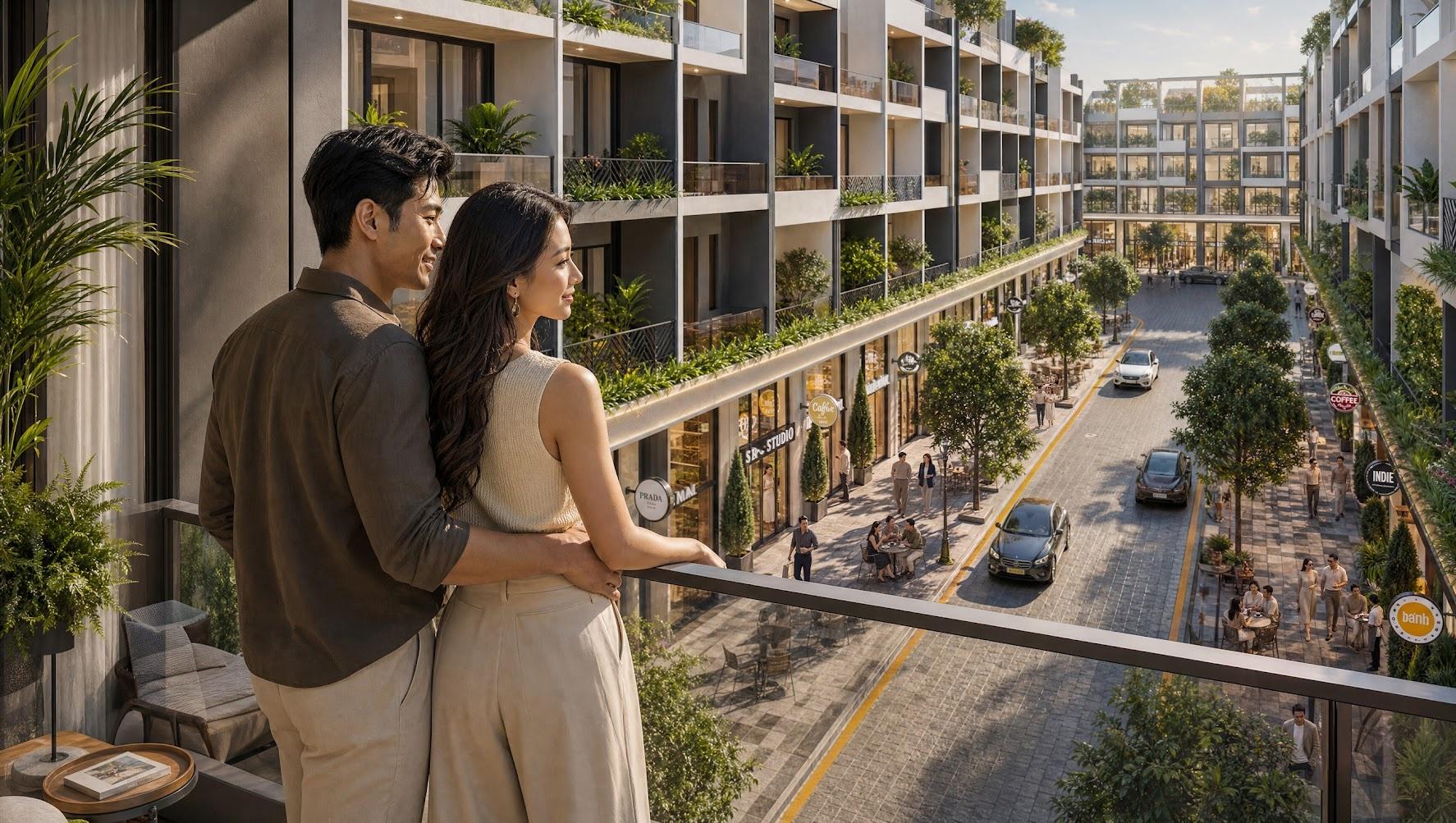 Khách hàng mua nhà phố thương mại the Sholi có giá từ 12,3 tỷ đồng/căn với diện tích sử dụng 420 m2 (khoảng 29 triệu đồng/m2), đồng thời ngân hàng VietinBank cho vay 80% trong 35 năm, hỗ trợ lãi suất đến 24 tháng. Ảnh phối cảnh.