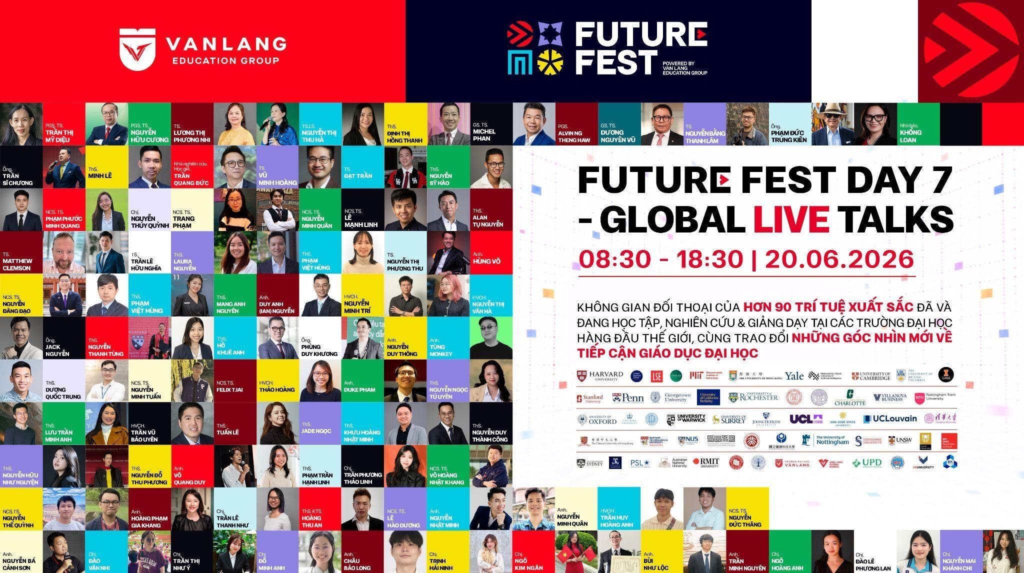  Future Fest Day 7 kết nối học sinh Việt Nam với mạng lưới trí thức toàn cầu để cùng thảo luận về giáo dục, công nghệ và tương lai nghề nghiệp. 