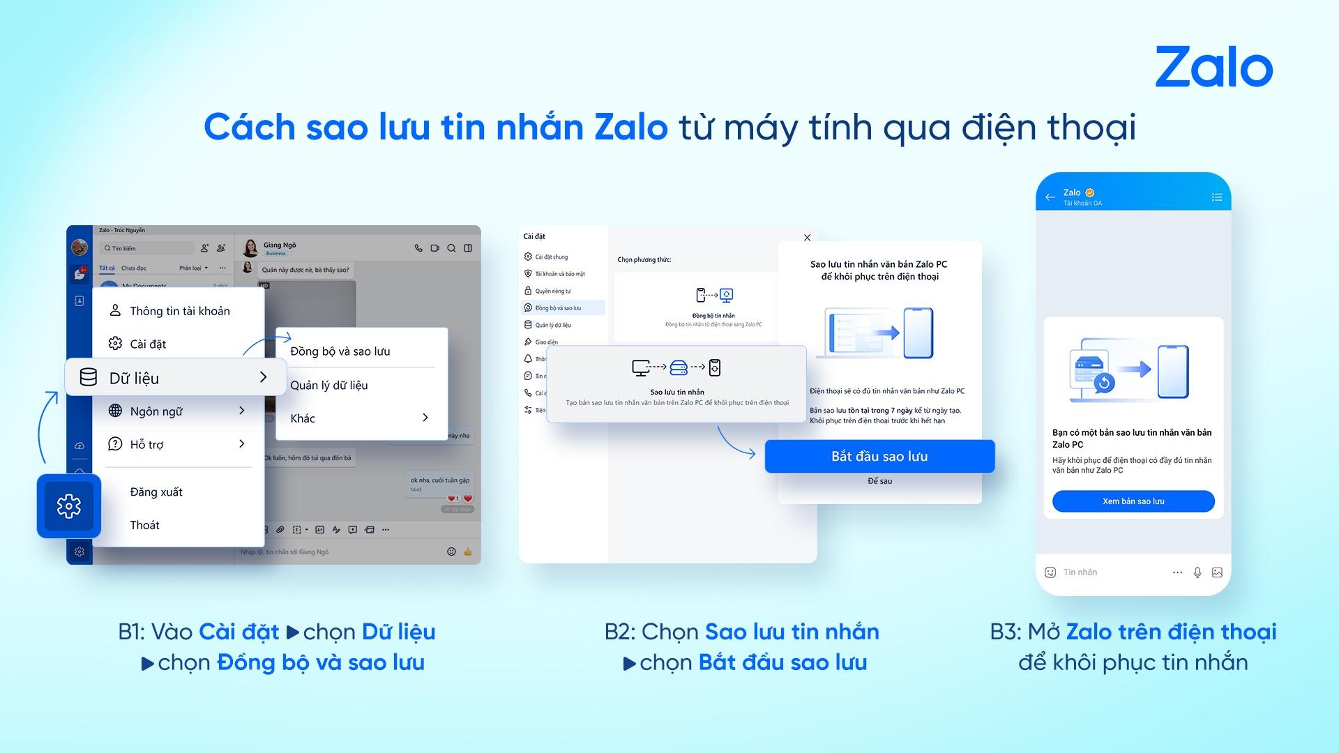 Hướng dẫn sử dụng tính năng chuyển dữ liệu từ máy tính về điện thoại.