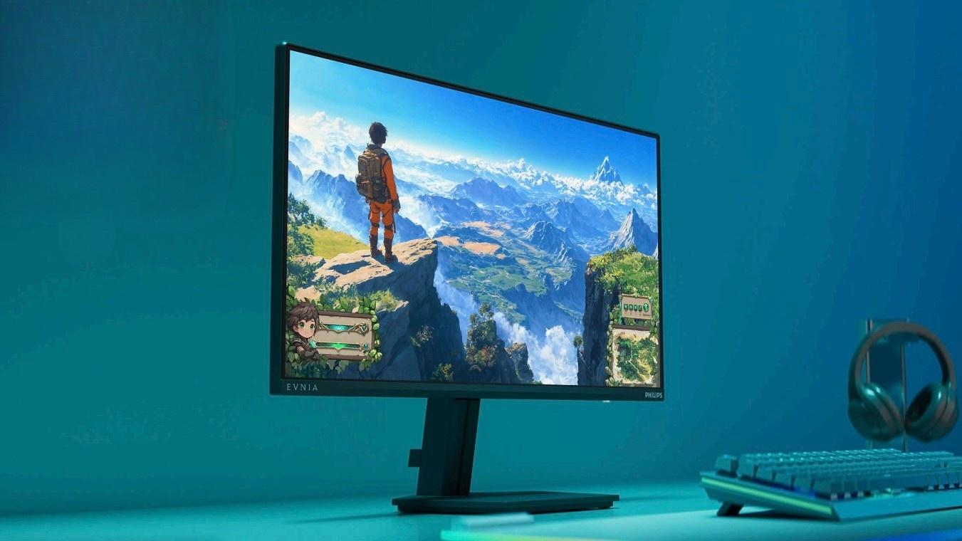  Philips Evnia 24M2N2500NF cho thấy kích thước gần 24 inch vẫn có thể phục vụ góc chơi game gọn gàng. 