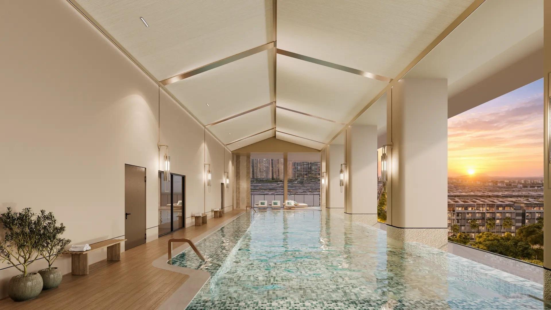  Tiện ích hồ bơi vô cực công nghệ điện phân muối tại The Westique Residences. 