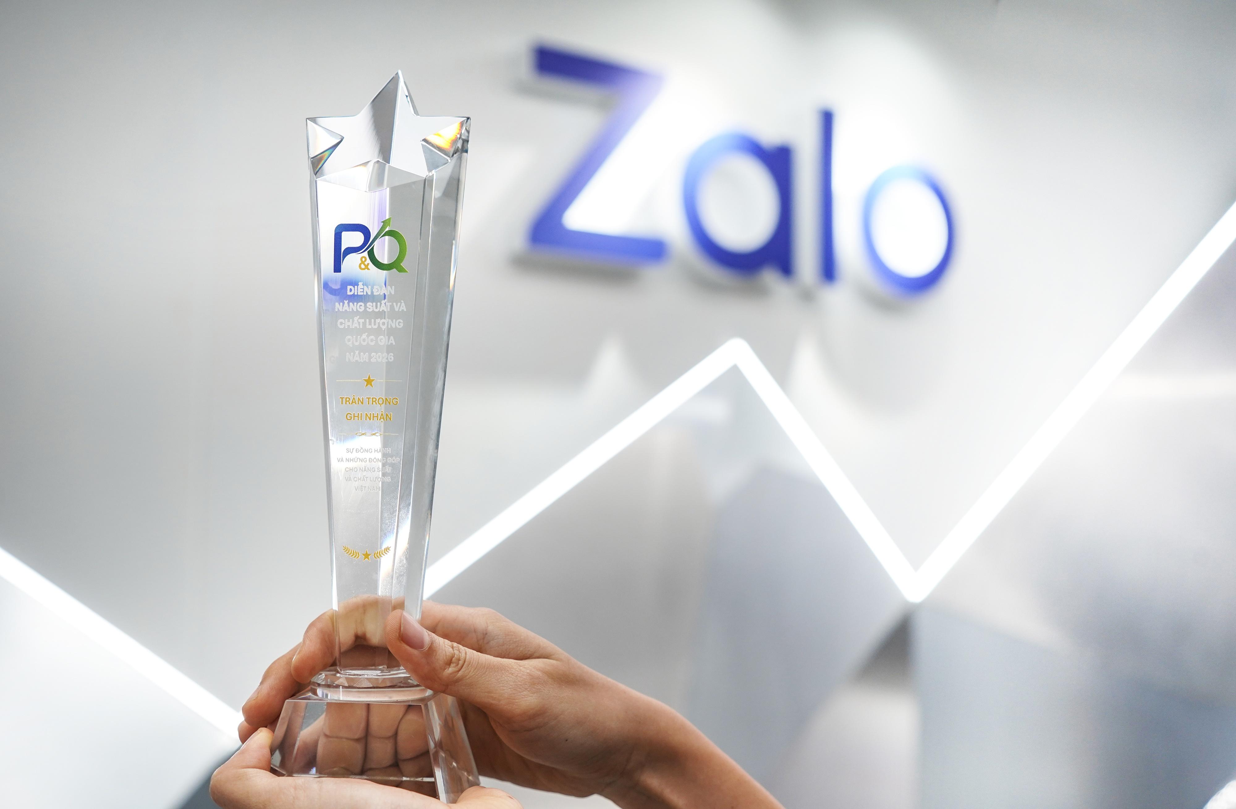 Zalo được ghi nhận vì sự đồng hành và những đóng góp cho năng suất và chất lượng Việt Nam.