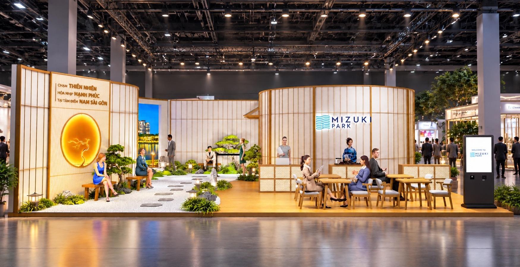 Không gian trải nghiệm dự án Mizuki Park tại Nam Long Experience 2026. Ảnh phối cảnh.