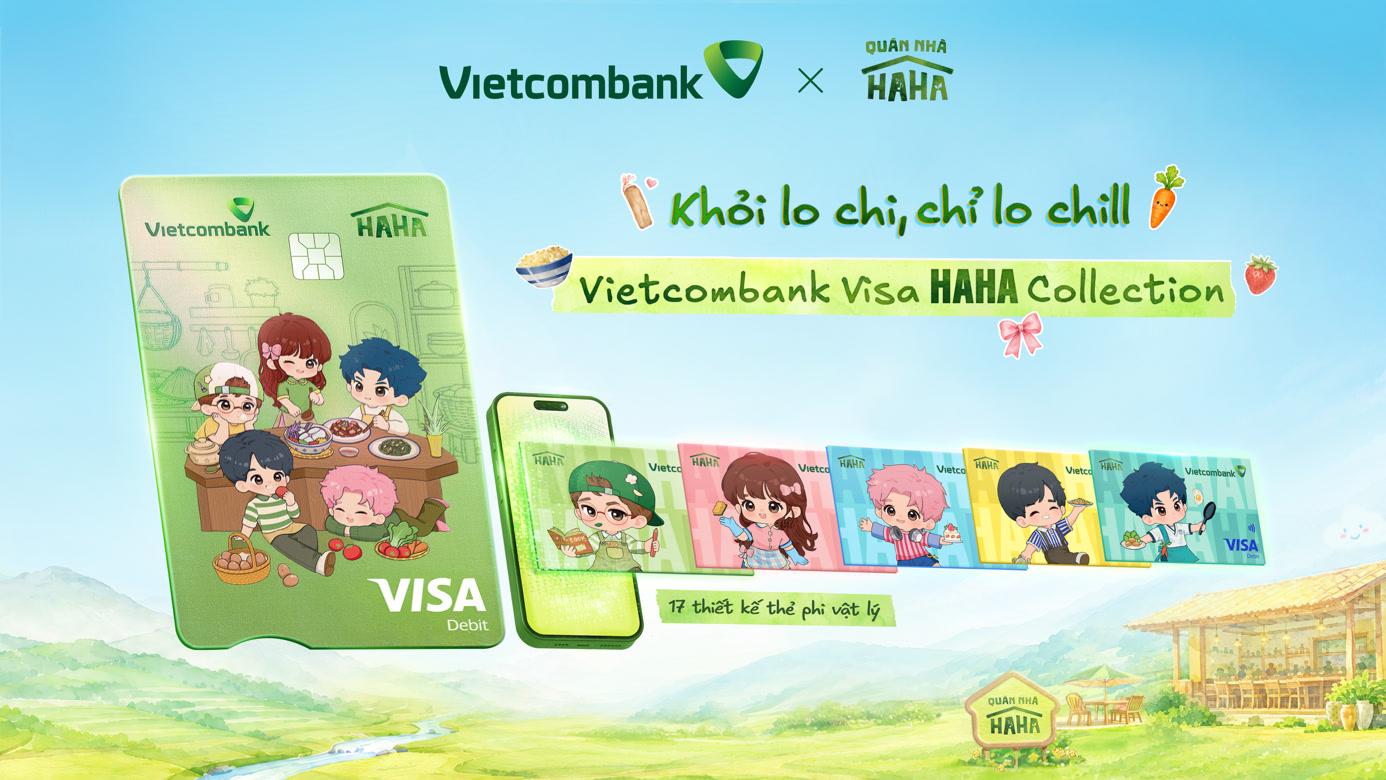  Các phiên bản thiết kế thẻ Vietcombank Visa Haha Collection lấy cảm hứng từ dàn nghệ sĩ Quán nhà Haha. 