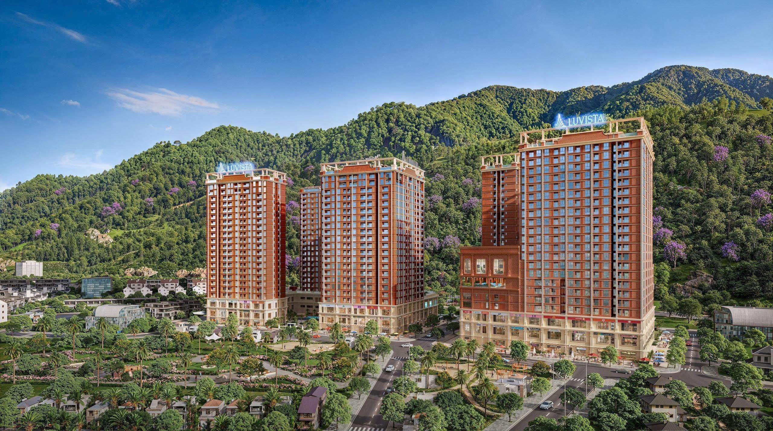  Luvista Quy Nhơn là quần thể hội tụ đầy đủ tiện ích từ căn hộ cao cấp, khách sạn, mua sắm. Ảnh phối cảnh. 