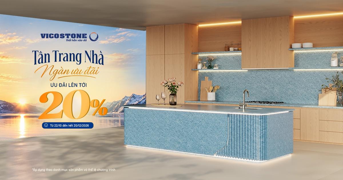  Thông qua chương trình “Tân trang nhà - Ngàn ưu đãi”, Vicostone tiếp tục hướng tới việc đưa các giải pháp vật liệu chất lượng cao đến gần hơn với người tiêu dùng, đồng thời khuyến khích những ý tưởng làm mới không gian sống theo nhu cầu và phong cách riêng của từng gia đình.