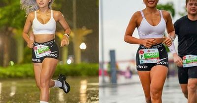 Hot girl làng gym chạy 21km dưới mưa lớn, Hồng Lệ vô địch marathon ở Hải Phòng