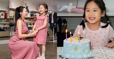 Con gái 5 tuổi của Bảo Thanh tạo dáng đáng yêu bên mẹ