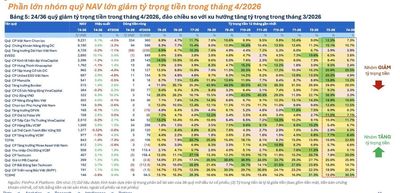 Các quỹ cổ phiếu lớn ồ ạt giải ngân, giảm tỷ trọng tiền mặt trong tháng 4