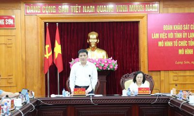 Đoàn khảo sát của Ban Tổ chức Trung ương làm việc với Tỉnh ủy Lạng Sơn