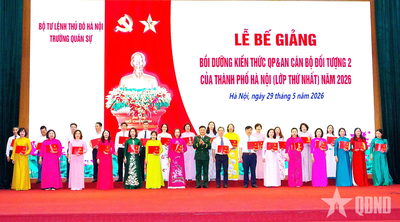 Bế giảng Lớp bồi dưỡng kiến thức quốc phòng và an ninh cán bộ đối tượng 2 của Hà Nội