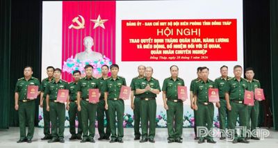 Bộ đội Biên phòng Đồng Tháp: Trao quyết định thăng quân hàm, nâng lương và điều động cho 102 cán bộ