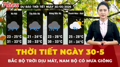 Thời tiết ngày 30-5: Bắc Bộ trời dịu mát, Nam Bộ chiều tối mưa giông