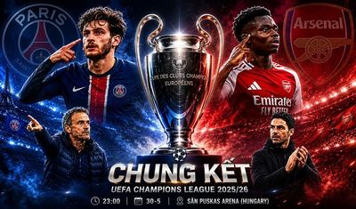 Chung kết Champions League: Arsenal thách thức nhà vô địch