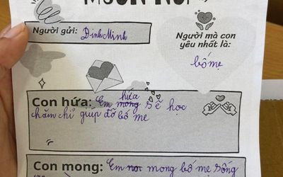 Gửi lời mong ước đến bố mẹ chỉ với 7 từ, học trò tiểu học khiến phụ huynh 'đơ mặt'