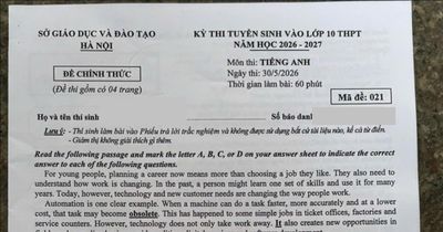 Đáp án mã đề 021 môn tiếng Anh vào 10 tại Hà Nội năm 2026