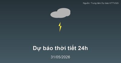 Thời tiết đất liền 24h tới (01/06/2026): Bắc Bộ nắng nóng, Nam Bộ mưa rất to