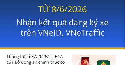 Từ 8/6, nhận kết quả đăng ký xe trên VNeID, VneTraffic