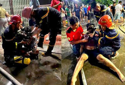 Hai thiếu niên mắc kẹt trong đám cháy nhà 3 tầng