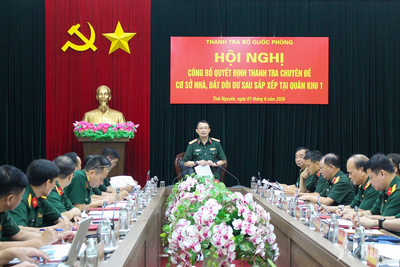Công bố quyết định thanh tra chuyên đề cơ sở nhà, đất dôi dư sau sắp xếp tại Quân khu 1