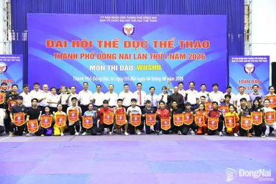 300 vận động viên tranh tài Giải wushu Đại hội Thể dục thể thao thành phố Đồng Nai lần thứ I năm 2026
