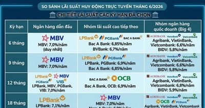 Ngân hàng nào áp dụng mức lãi suất cao nhất tháng 6?