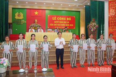 Công bố Quyết định đặc xá năm 2026 của Chủ tịch nước tại Trại giam Ninh Khánh, Trại giam Nam Hà, Trại tạm giam số 1 Công an tỉnh