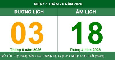 Lịch Âm Dương ngày 3/6/2026: Xem giờ hoàng đạo và lưu ý ngày Tam Nương