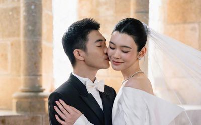 Siêu mẫu nội y Hề Mộng Dao khóa môi con trai 'vua sòng bài' trong hôn lễ ở Pháp
