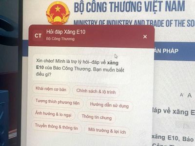 Vận hành chatbot hỏi đáp về xăng E10