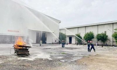Thực tập phương án chữa cháy và cứu nạn tại Cụm công nghiệp Trường Xuân