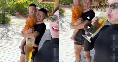 Quang Hải và vợ đại gia Chu Thanh Huyền đưa con đi trốn nóng ở Nha Trang, chồng chăm con, vợ thoải mái diện biniki khoe dáng