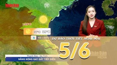 [Video] Dự báo thời tiết đêm nay và ngày mai ngày 5/6/2026: Bắc Bộ có mưa dông cục bộ, Trung Bộ tiếp diễn nắng nóng gay gắt