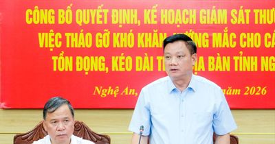 Công bố quyết định, kế hoạch giám sát thường xuyên việc tháo gỡ khó khăn, vướng mắc cho các dự án tồn đọng, kéo dài tại Nghệ An