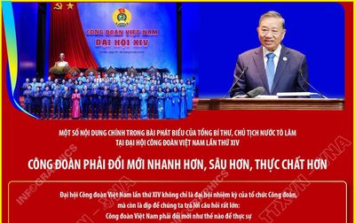 Tổng Bí thư, Chủ tịch nước Tô Lâm: Công đoàn phải đổi mới nhanh hơn, sâu hơn, thực chất hơn