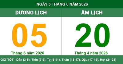 Lịch Âm Dương ngày 5/6/2026: Ngày tốt cho khởi công và giao dịch