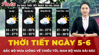 Thời tiết ngày 5-6: Bắc Bộ mưa giông về chiều tối, Nam Bộ mưa rải rác