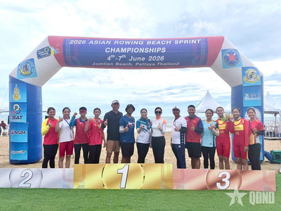 Việt Nam giành 2 huy chương vàng tại Giải vô địch rowing biển châu Á 2026