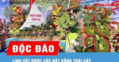 Độc đáo linh vật được sắp đặt bằng trái cây