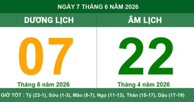 Âm Dương lịch ngày 7/6/2026: Lưu ý quan trọng về ngày Tam Nương và giờ hoàng đạo