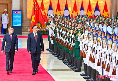 Thủ tướng Lê Minh Hưng chủ trì Lễ đón Thủ tướng Lào thăm chính thức Việt Nam