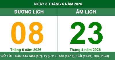 Lịch Âm Dương ngày 8/6/2026: Ngày Đại An thuận lợi cho khởi công và cưới hỏi
