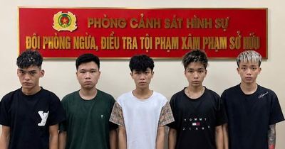 Bắt giữ 5 thanh thiếu niên cướp xe, điện thoại của người đi đường