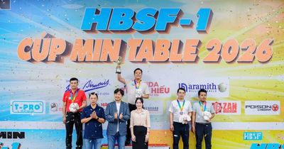 Cơ thủ Gia Lai Nguyễn Nhất Hòa giành á quân Giải billiards HBSF Tour 1 năm 2026