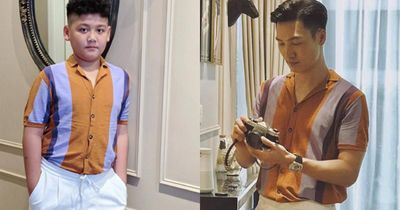 Con trai Mạnh Trường mới 10 tuổi đã lớn phổng phao, mặc vừa áo của bố