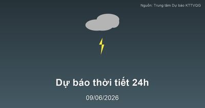 Thời tiết đất liền 24h tới (10/06/2026): Bắc Bộ mưa lớn, Nam Bộ nắng nóng