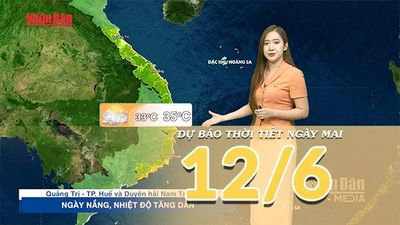 [Video] Dự báo thời tiết đêm nay và ngày mai ngày 12/6/2026: Bắc Bộ mưa vài nơi, Nam Bộ chiều tối có mưa dông
