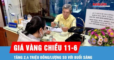 Chiều 11-6, vàng tăng 2,4 triệu đồng/lượng so với buổi sáng