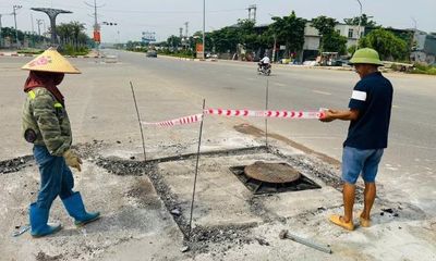 Bắc Ninh: Sửa gấp nắp cống hỏng lối vào cụm công nghiệp Đồng Đình